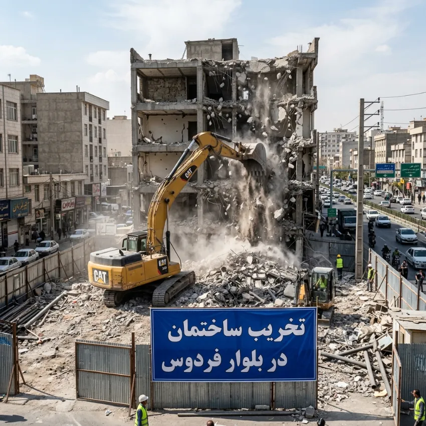 تخریب ساختمان در بلوار فردوس